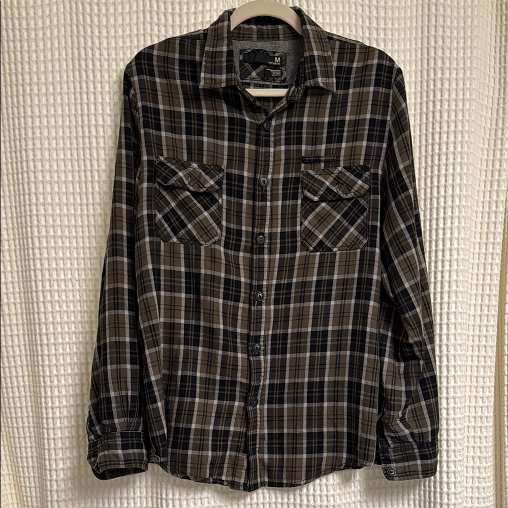 Cotton On Brown and Black Casual Button Down Shirt